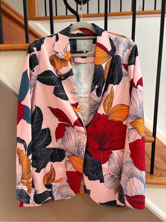 Anatomie Jackets & Blazers - Anatomie Pink Floral Print Blazer with Red & Orange Accents